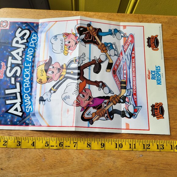 1993 Kellogg's Rice Krispies NHL ALL-STAR GAME POSTER SNAP, CRACKLE+ POP RARE - Picture 7 of 8